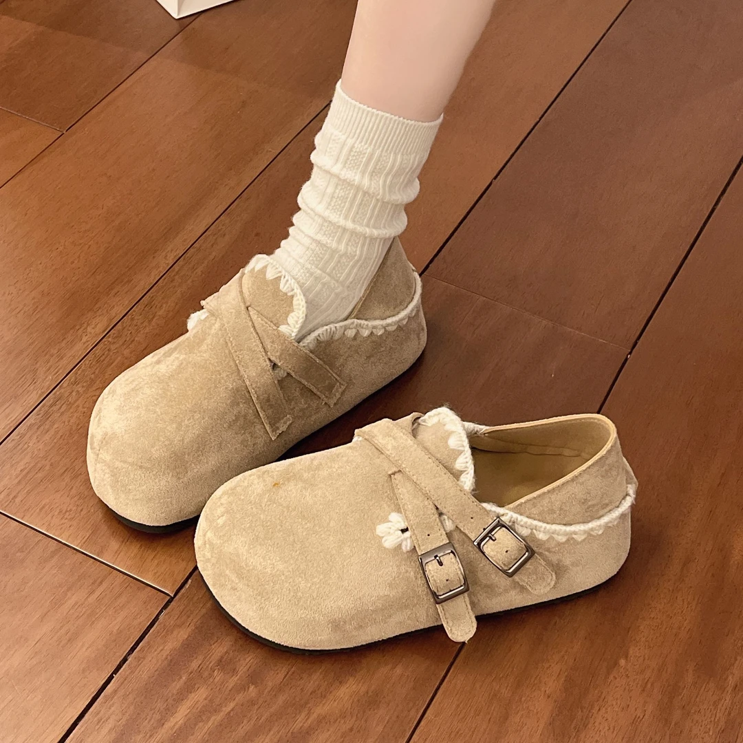 厚底内增高超火一脚蹬鞋女秋季外穿2025新款休闲全包阔腿裤必备鞋