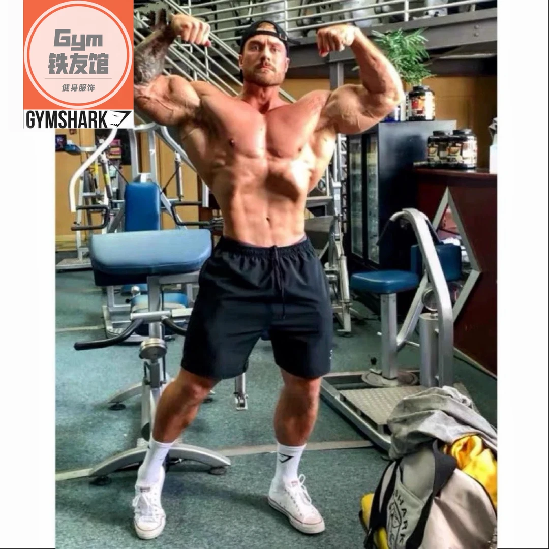 GYMSHARK CRITICAL五分短裤男美式跑步运动休闲刺绣棉质吸汗毛边