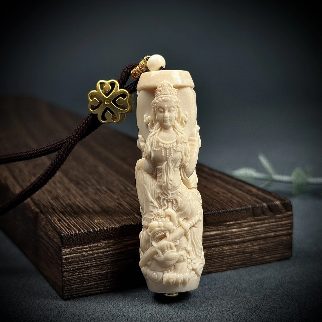 H80-93天然猛犸牙文殊菩萨兔约17.5*58mm支持复检假的罚十