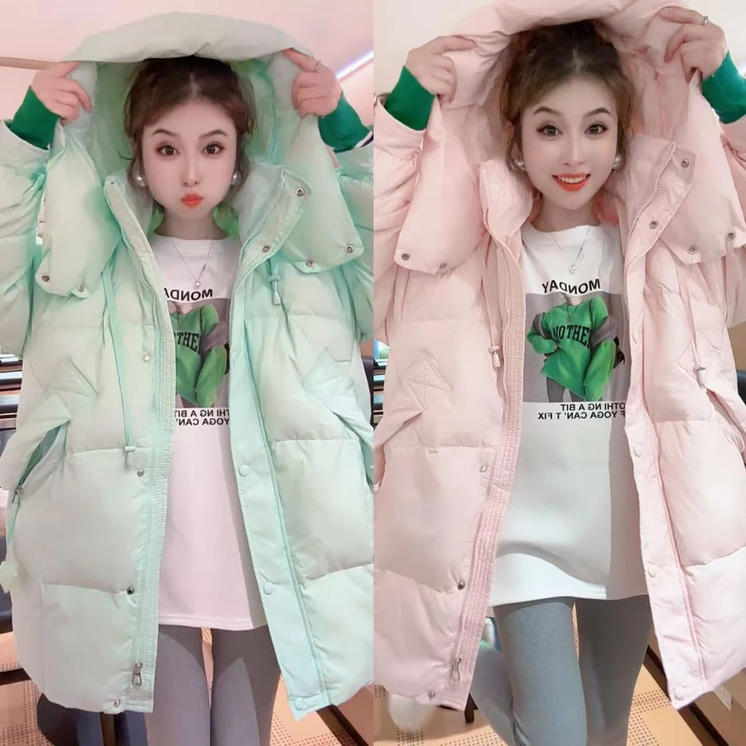 【月月专享】悄然心动 韩版宽松连帽中长款羽绒服XXJ-Y00152