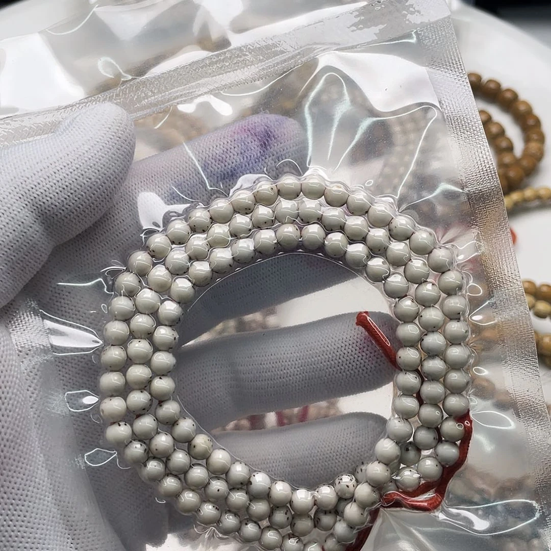 手串星月菩提同枝古瓷白6圆通体108