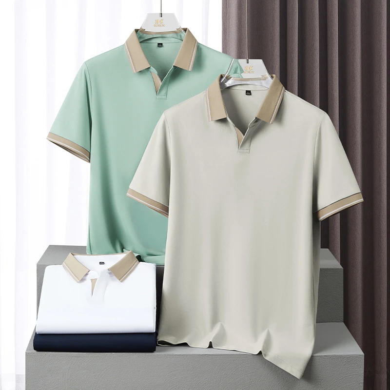 NYKBOOS2025年新款高端夏季休闲桑蚕丝短袖POLO衫男女同款T恤速干