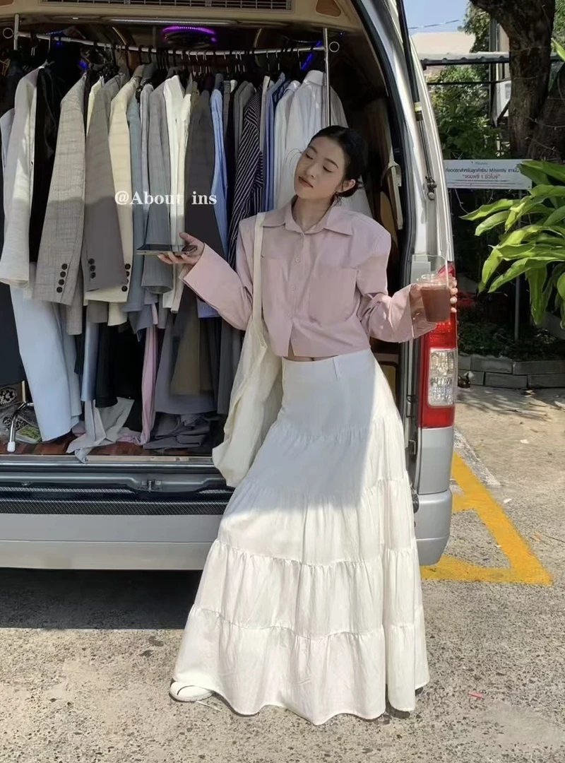 ABOUT·INS （9ab9917#)  百搭高腰长款蛋糕半身裙 9-213