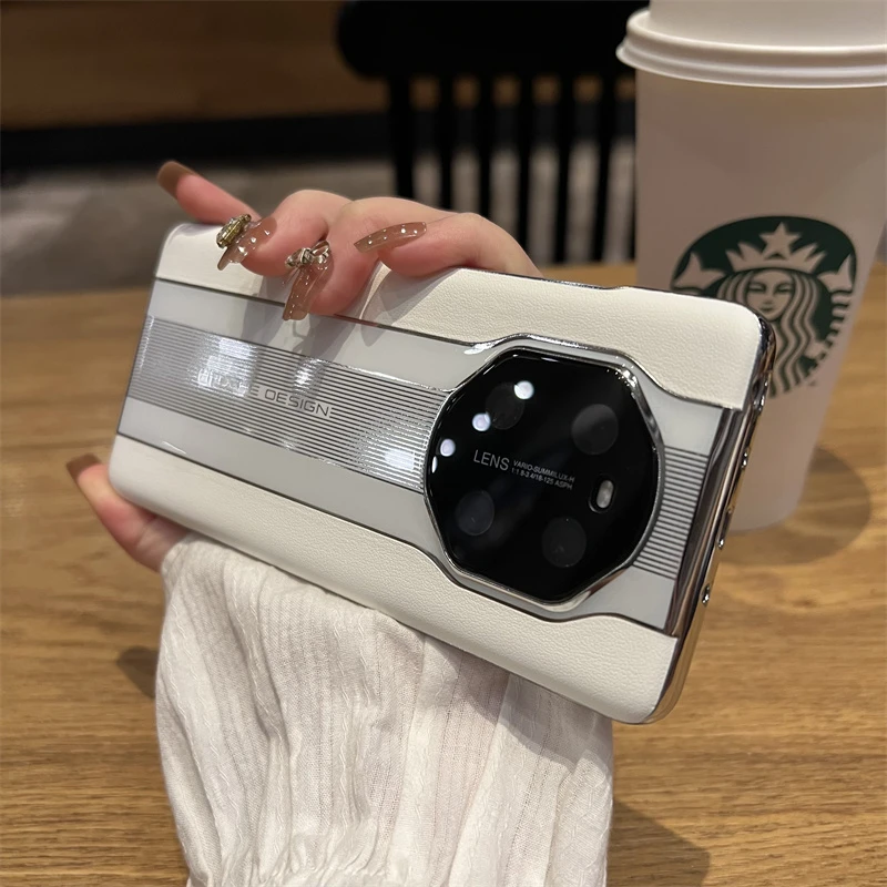 适用华为mate60pro+壳新款mate40pro真皮保时捷mate70RS全包防摔p