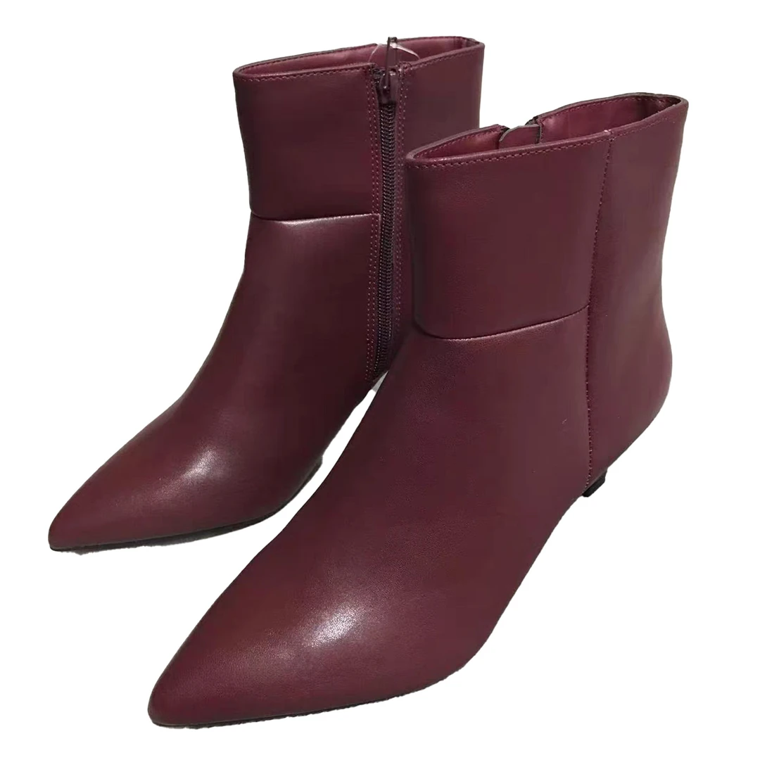 yp-734-半筒靴气质绒里冬季套筒加绒秋冬尖头女靴高跟短靴