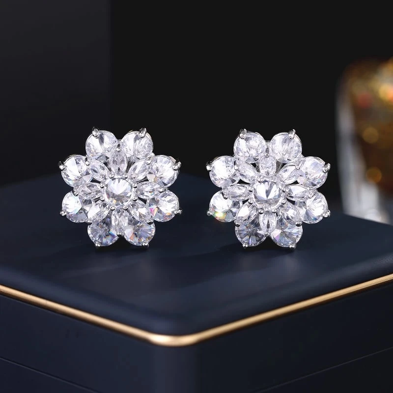 925银针耳饰 水漾刺莲 甜美花朵耳钉高级感女士耳饰女