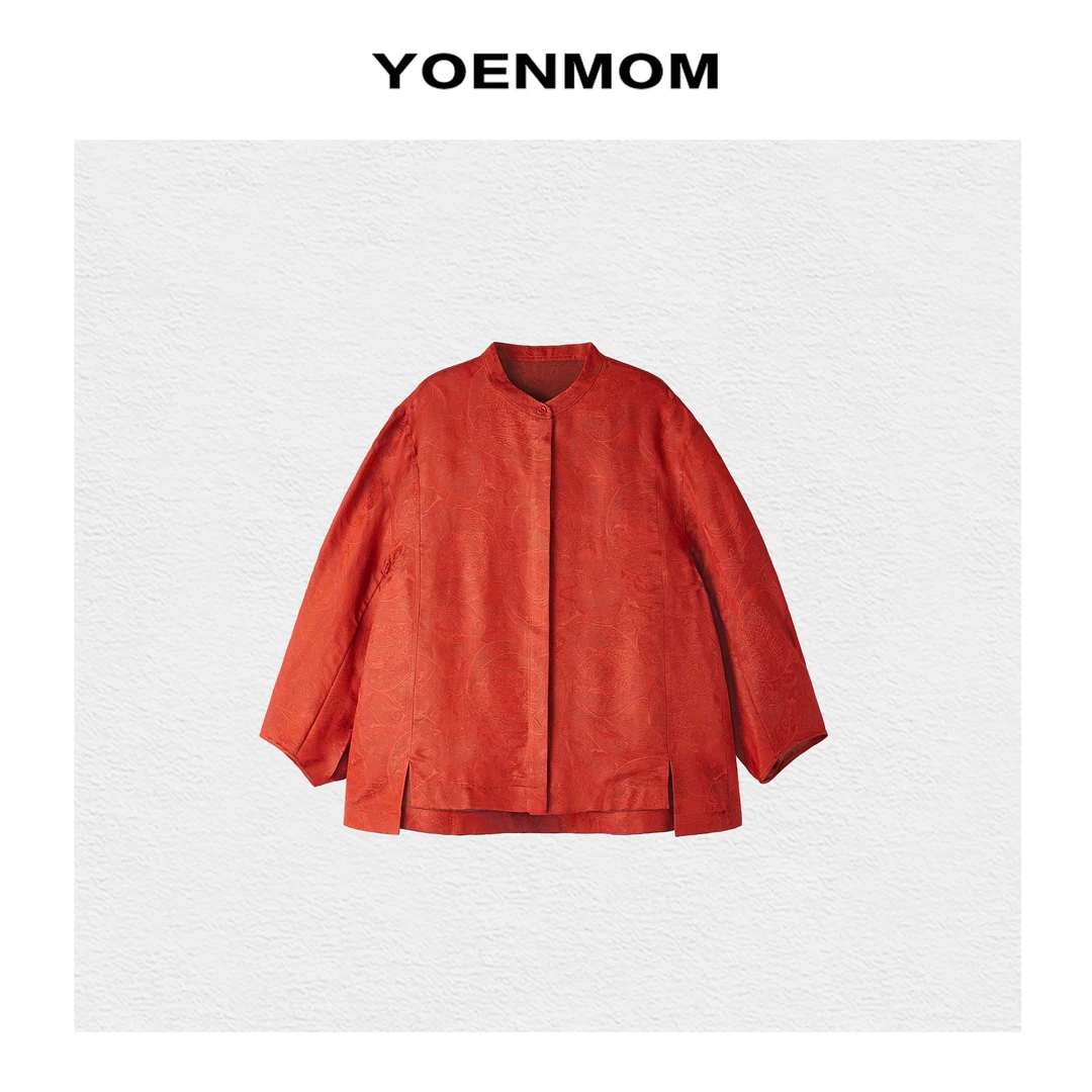 YOENMOM·一捻红·早春新品 100桑蚕丝泥染香云纱设计感灯笼袖衬衫