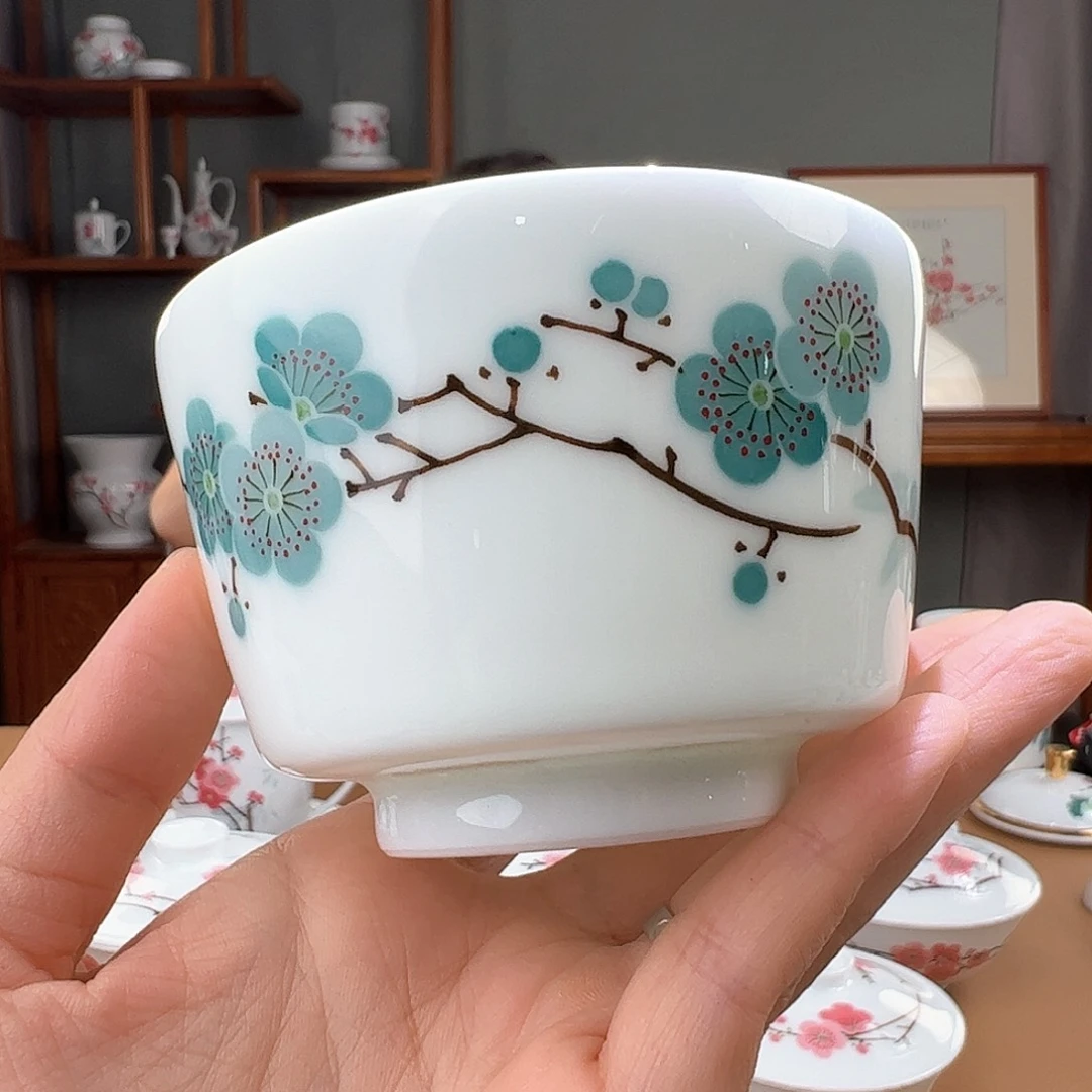 瓷翠竹绿梅直口杯