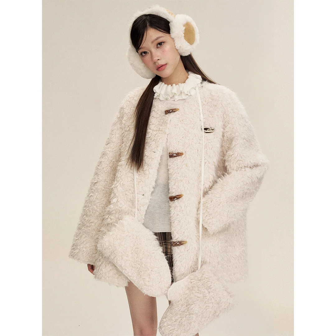 16DEWS 2024AW 绒冬雪花 牛角扣皮毛一体外套（配手套）