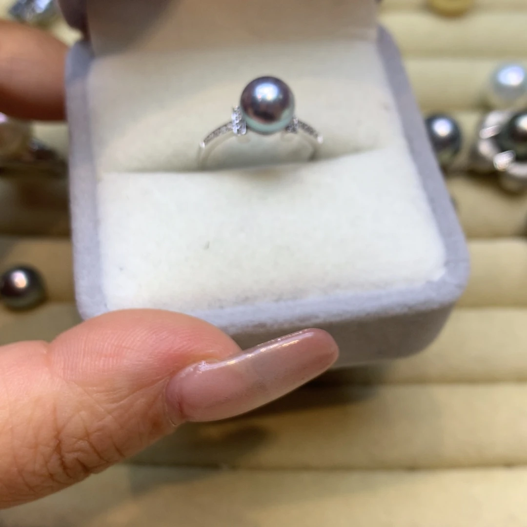 银S925镶嵌戒指海水珍珠