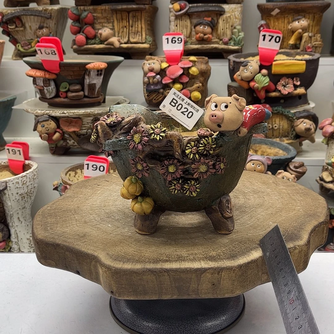 花盆020嘻哈粗陶手捏