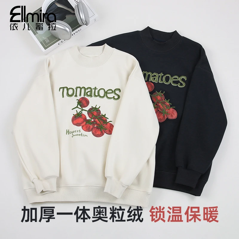 【兰瑾】9675女童卫衣冬装加绒加厚圆领儿童上衣休闲套头洋气大童潮