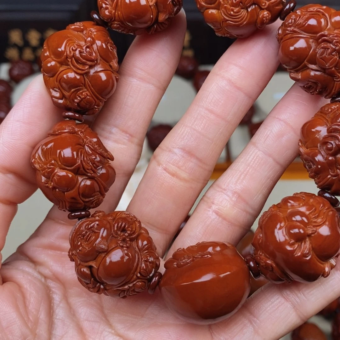 叫***好吊坠橄榄核八宝财神