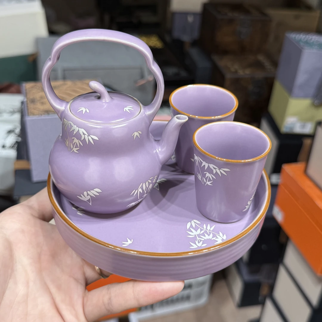 【闪购商品】@@紫色一壶两杯一茶盘mc061