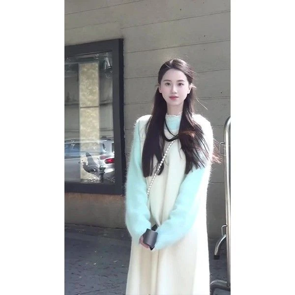 女装秋冬季新款爆款洋气时尚针织背心中长款连衣裙搭打底衫两件套