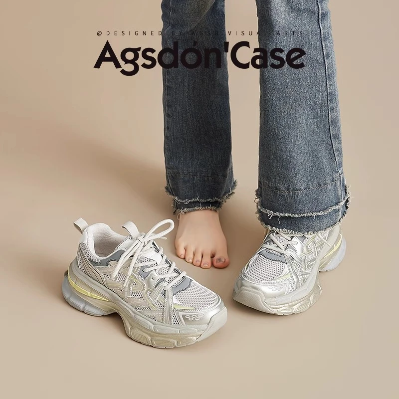 奥古狮登厚底老爹鞋女2025新款春季爆款增高6cm时尚百搭运动鞋WW