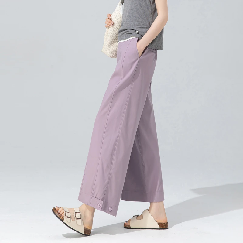 多巴胺紫色裤子2025新款今年流行爆款天丝阔腿裤女夏季薄款直筒裤