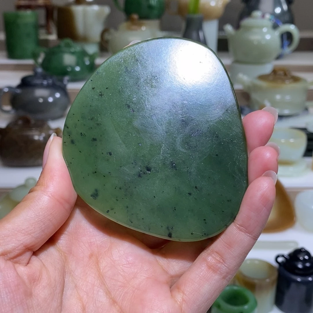 和田玉把件未镶嵌V****J碧玉杯垫福利款