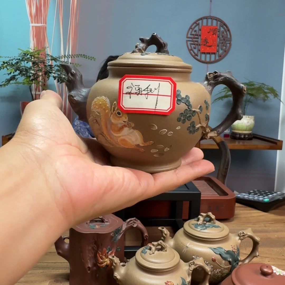 平***子茶壶段泥蟹壳青松报春