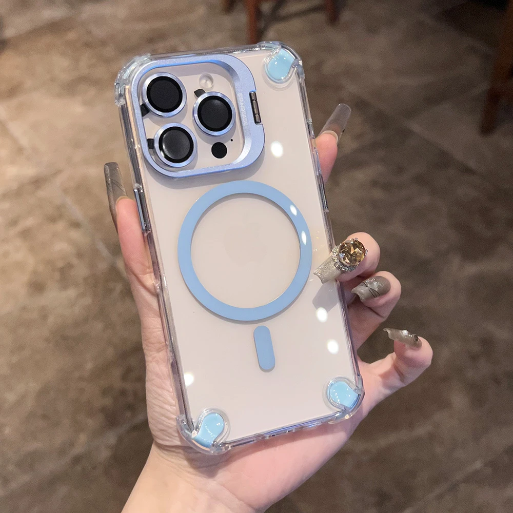 四角防摔磁吸镜头支架适用苹果16promax手机壳高级感简约全包防摔