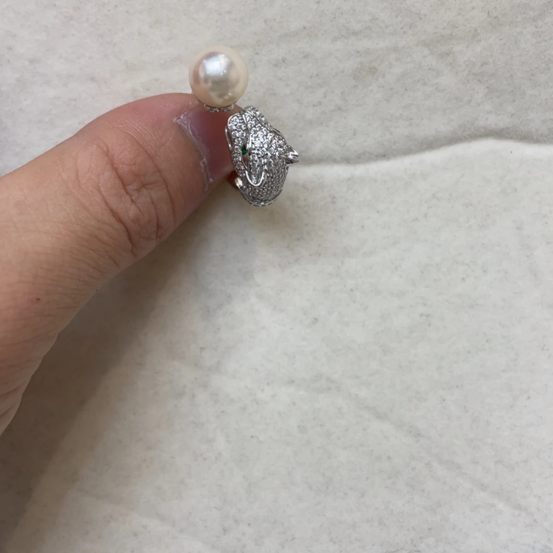 戒指银S925镶嵌海水珍珠