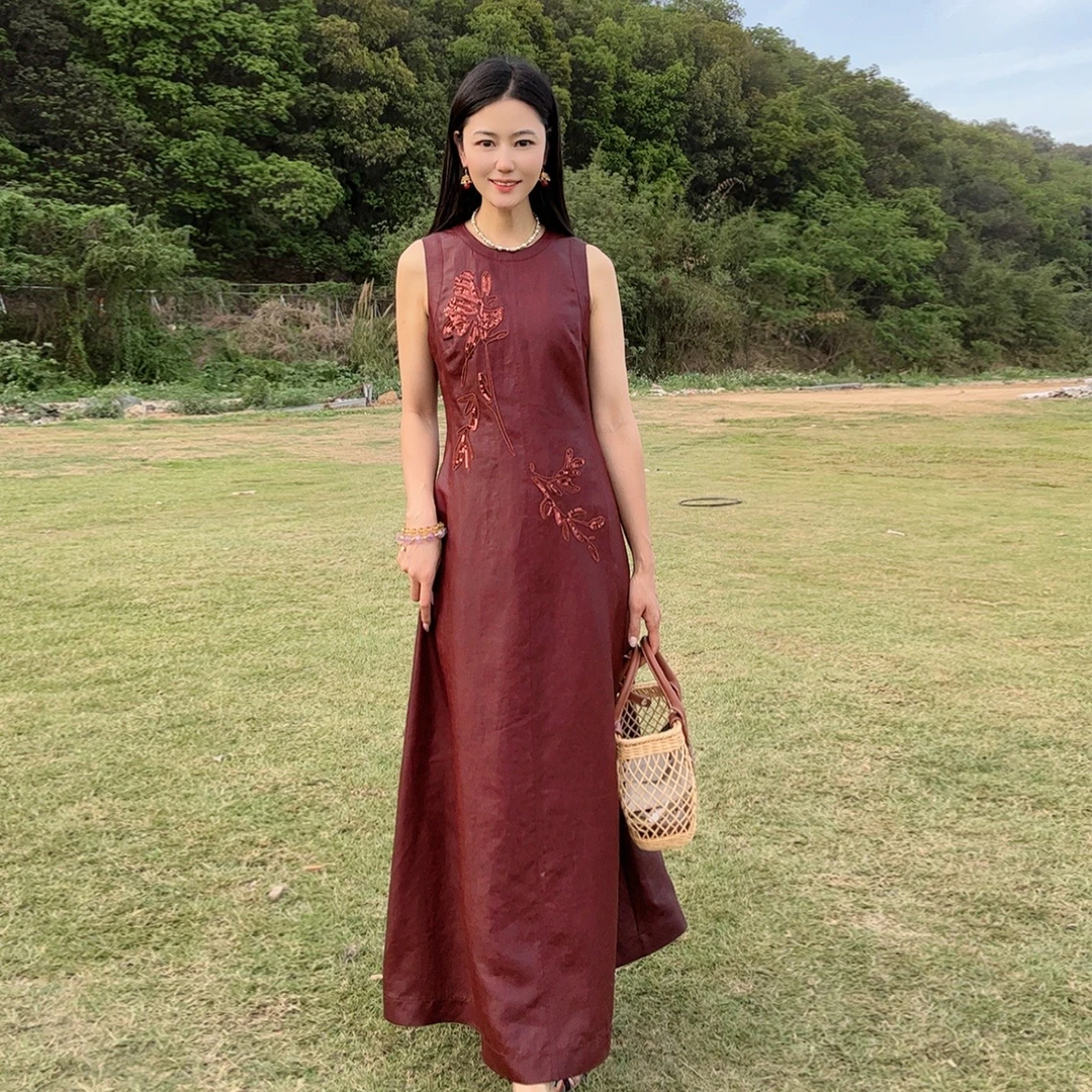 浒城古娘国风中式复古气质女士短袖百搭连衣裙WB2504509