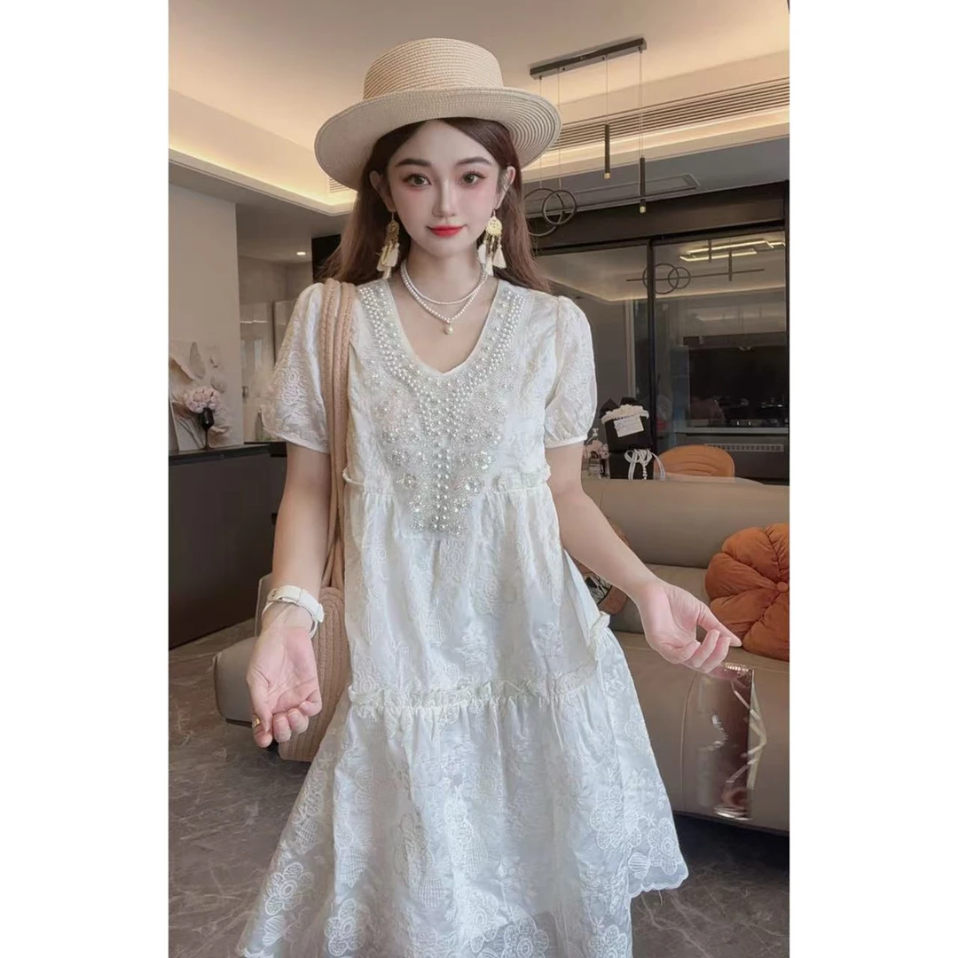 2025夏季新款时尚气质连衣裙新款重工高级感裙子8243