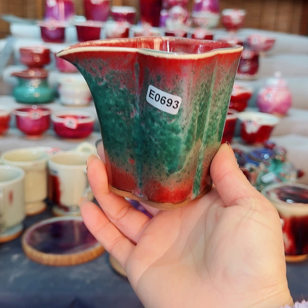 瓷片微瑕钧瓷主人杯摆件工艺品