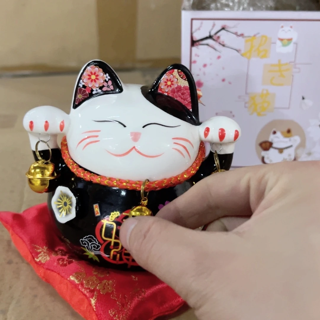 红陶红陶红陶红陶黑色招财猫