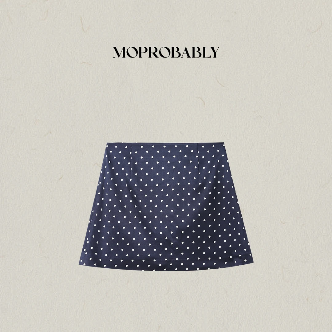 Moprobably李予诺「波奢裙」“桑蚕丝”美式复古波点半身裙L5262061