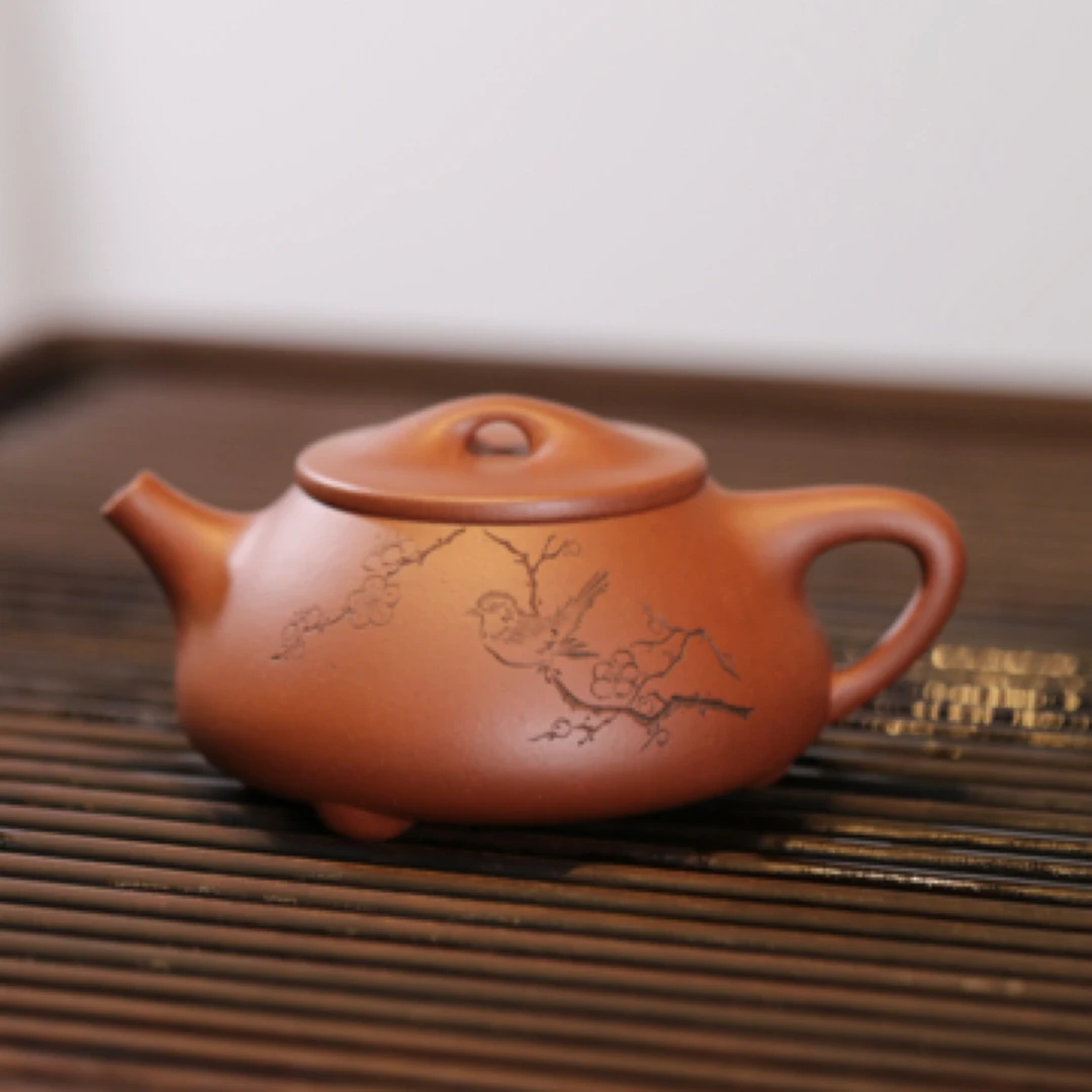玩砂人手工景舟石瓢壶原矿黄龙山紫泥约230cc紫砂手工紫砂壶茶壶