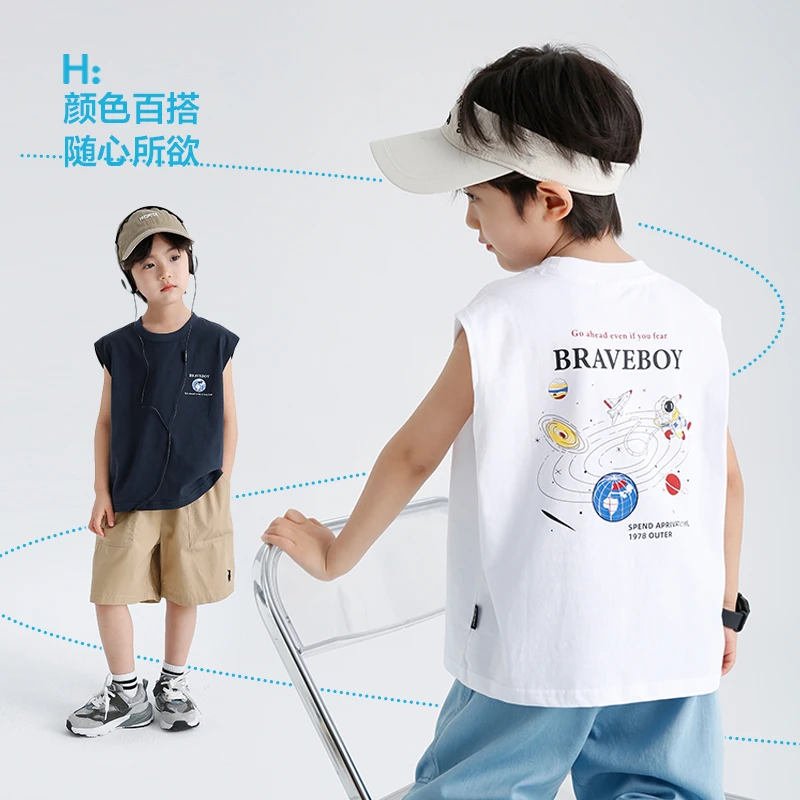 【宇航员系列】男童无袖背心新款夏季韩版中大童T恤潮|25bg19