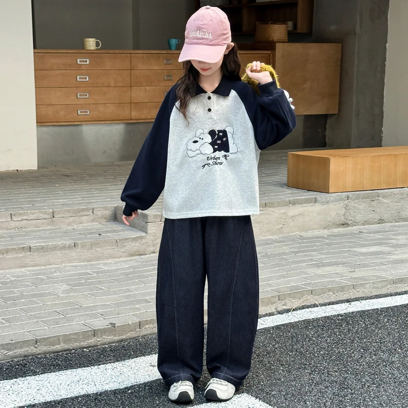 女童秋装套装2025新款洋气时髦中大童卫衣儿童韩版休闲长裤两件套