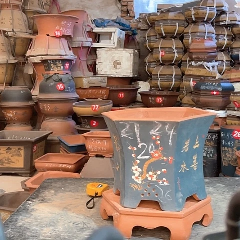 紫砂花盆六方一个