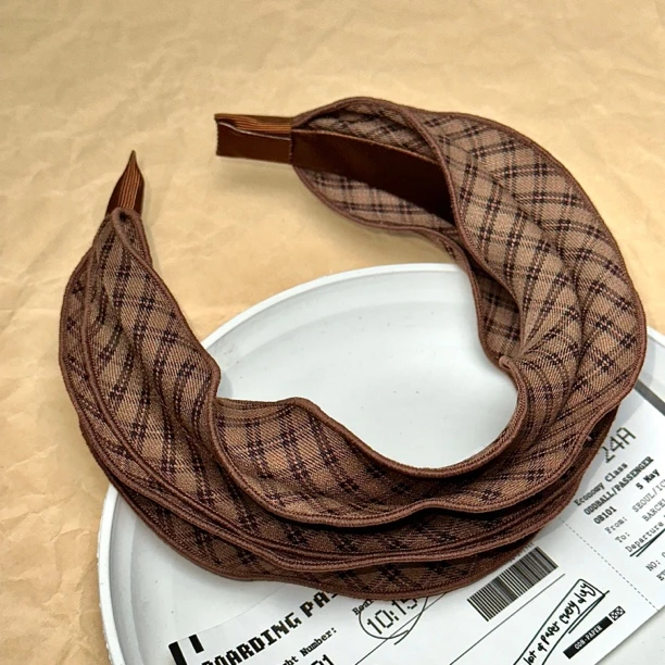 秋冬咖色格子发箍网红头饰头箍卡通ins原创少女P615