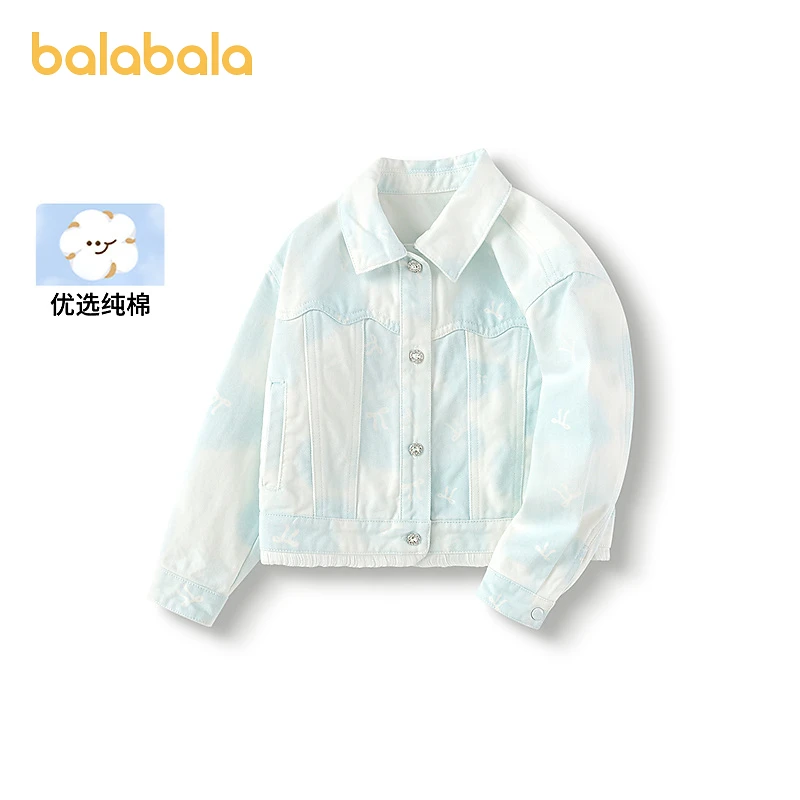 巴拉巴拉儿童牛仔外套女童装2025春季新款蝴蝶结印花