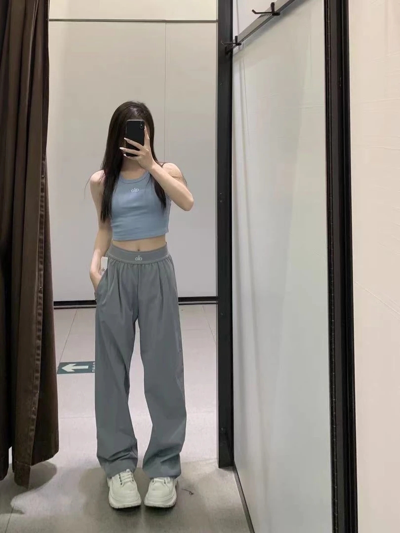 透气休闲裤夏季梨形身材裤子直筒裤运动休闲阔腿裤百搭