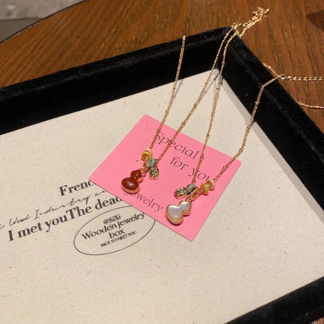 铜锆石项链 双面滴油葫芦轻奢项链精致甜美设计感百搭锁骨链颈链