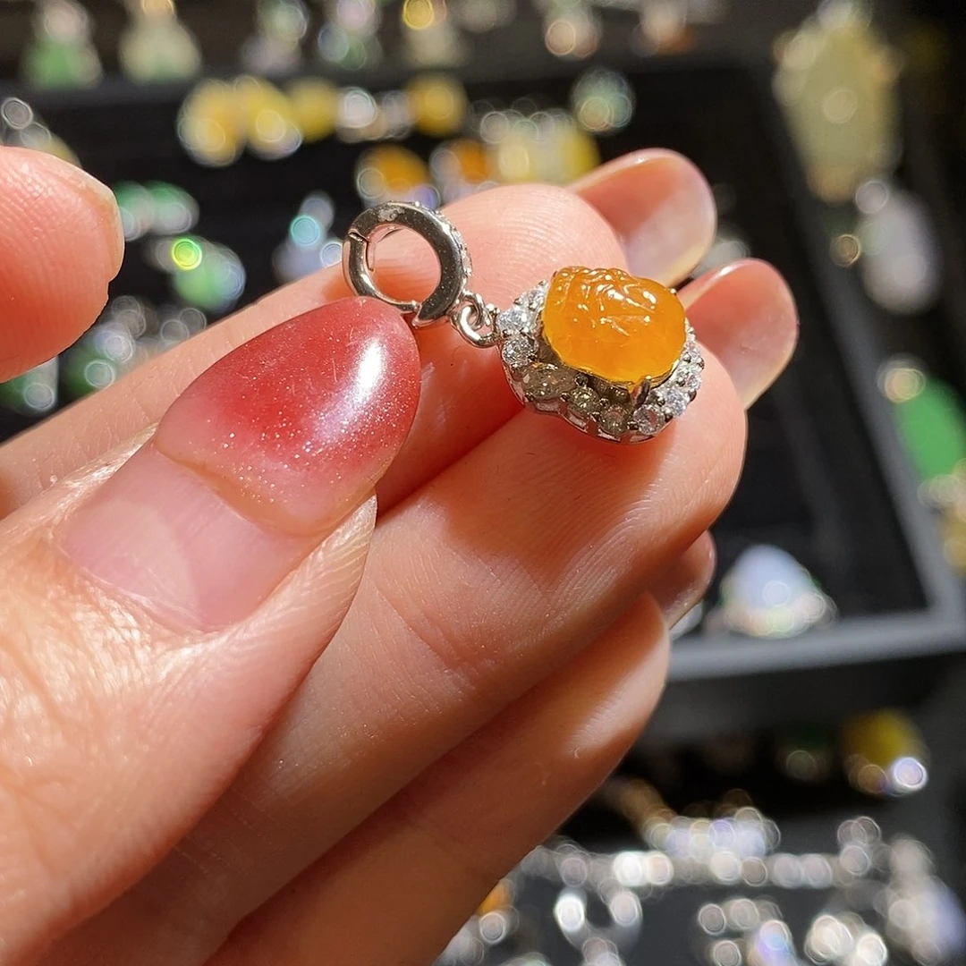 颈饰银S925镶嵌翡翠天然翡翠