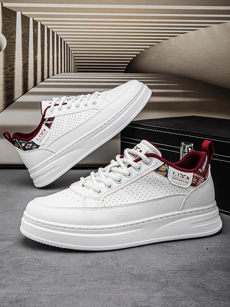 2025新款(S515)小白鞋皮面潮流韩版休闲厚底板鞋男街头经典小白鞋