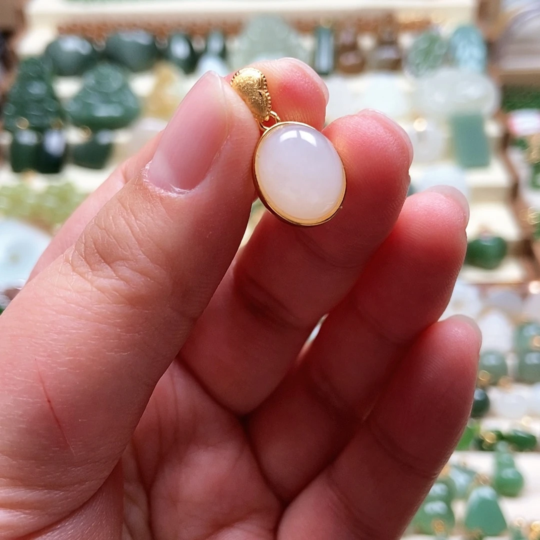 吊坠(不含链)银S925镶嵌和田玉