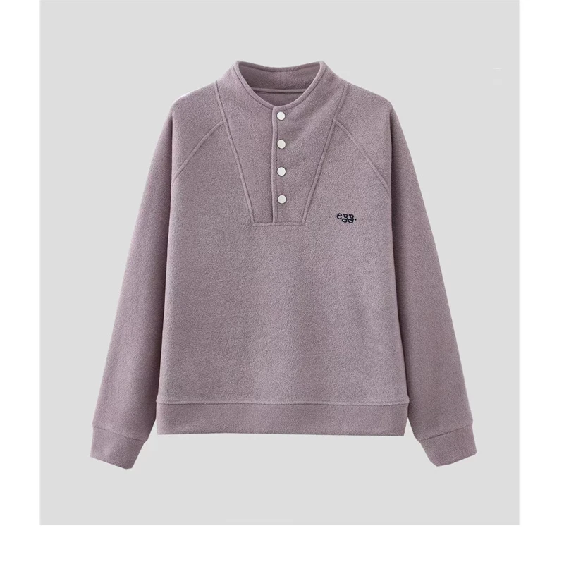 XIAOYOU-「舒适磨毛」2025新年厚款简约百搭洋气单排扣女卫衣O-Q708