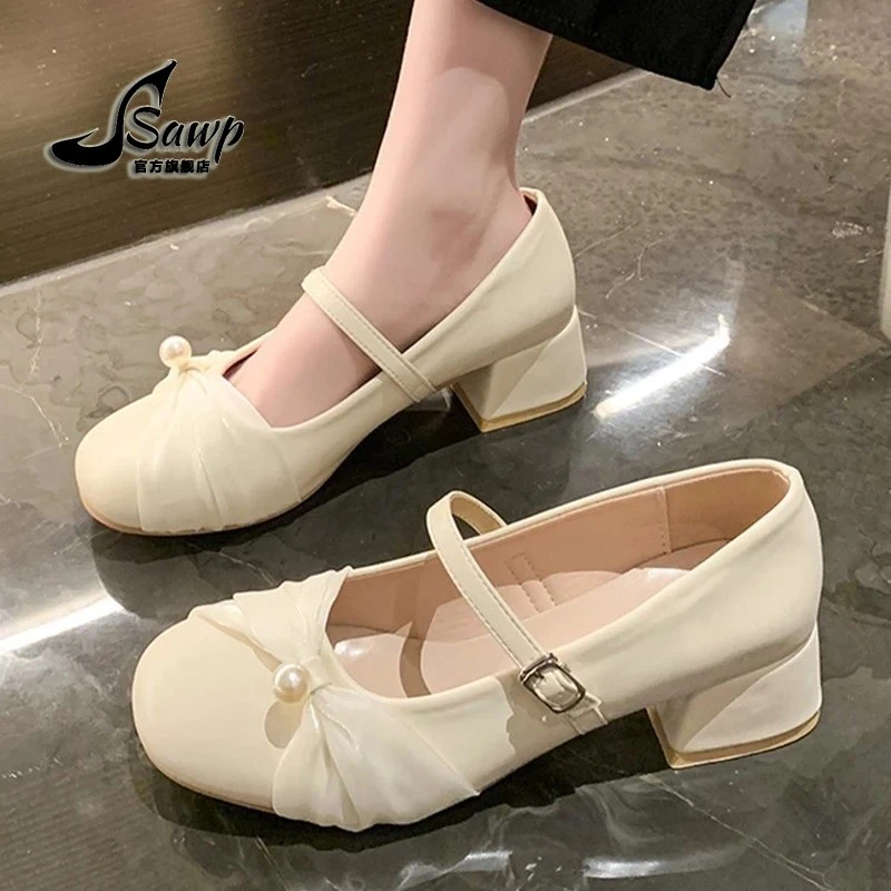 韩粗跟仙女风珍鞋通勤小皮鞋2025夏季新款女单鞋