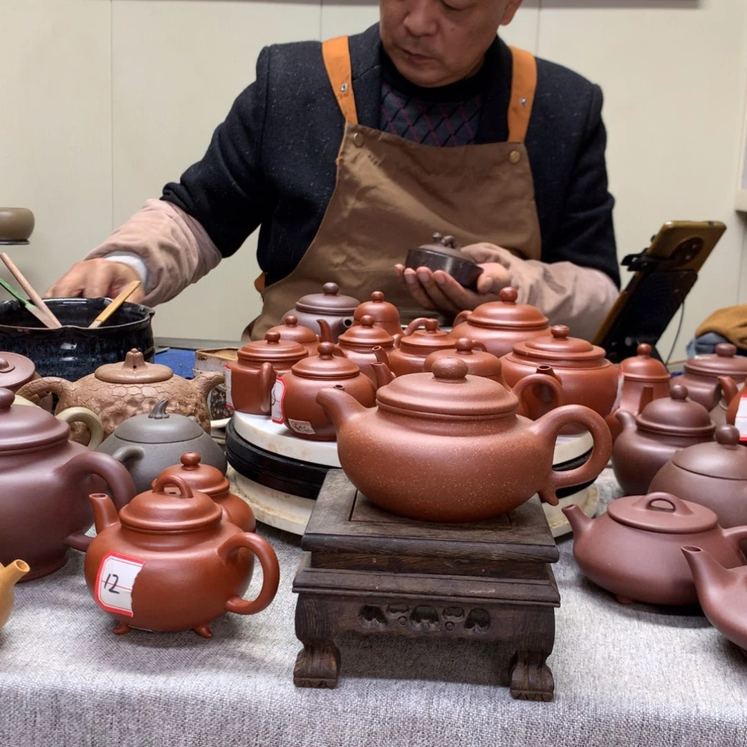 紫泥茶壶红降坡仿古230 C半手工制作