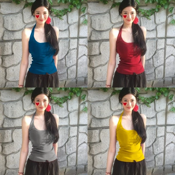 【纯欲风辣妹】百搭挂脖背心夏季女新款修身显瘦短款u领吊带上衣