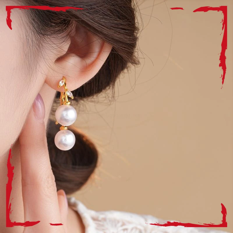 铜合金锆石耳饰 两戴复古耳钩银针锆石不规则流苏耳环精致时尚耳i