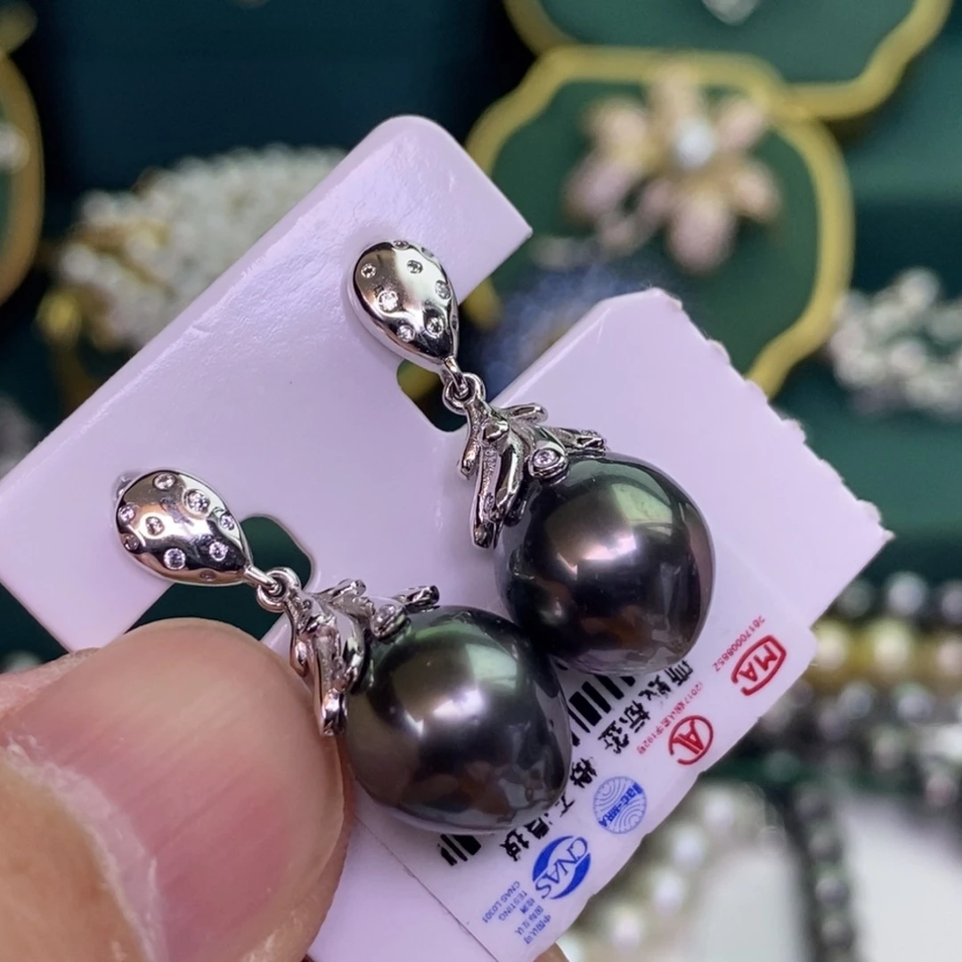 银S925镶嵌耳饰海水珍珠
