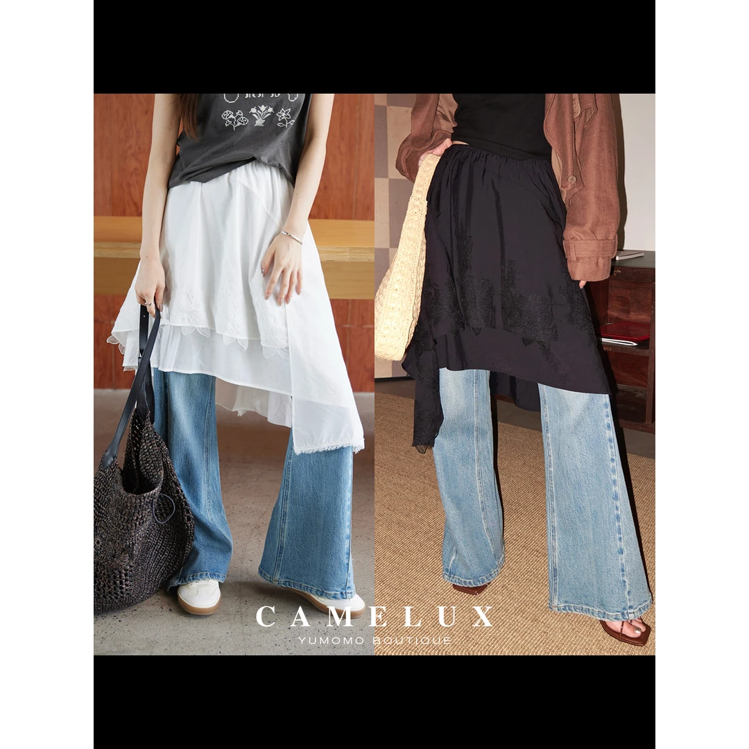 重工蕾丝蛋糕裙 浮雕立体刺绣 松紧腰不规则半裙 QQA3006