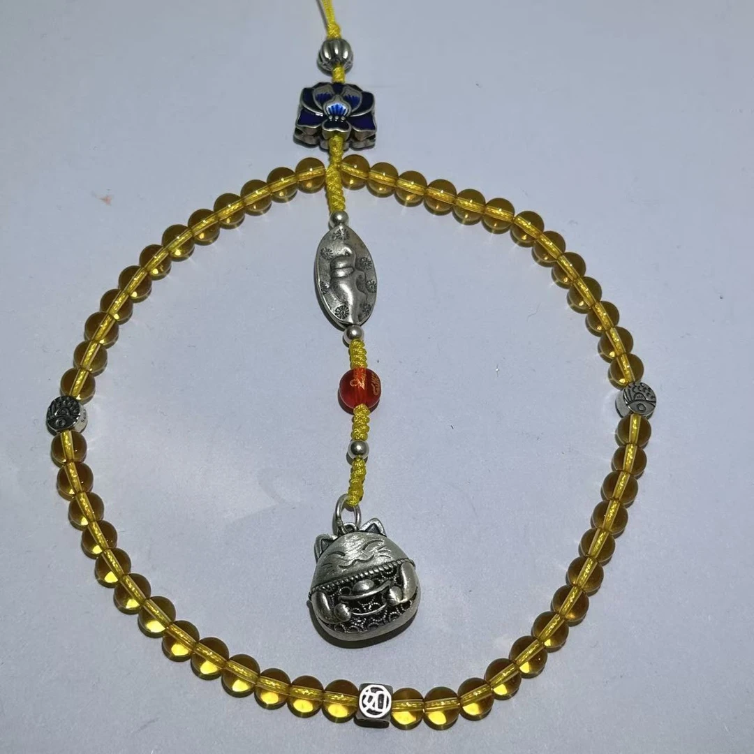 吊坠925银 （老银工厂3号店）时尚精品潮流招财猫手机链