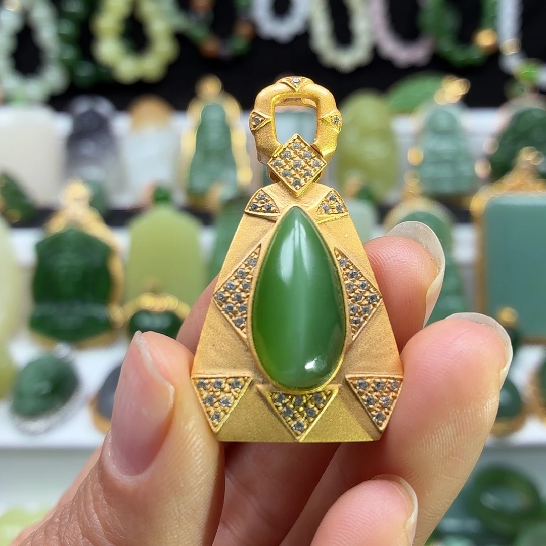 和田玉银S925镶嵌颈饰